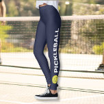 Blue Pickleball Leggings gele standaard aangepaste<br><div class="desc">De perfecte leggings voor pickleballliefhebbers. Leggings van hoge kwaliteit met het woord PICKLEBALL en een gele pickleball aan beide zijden. Fun voor casual sociaal spel of wedstrijdspel - verander gemakkelijk de achtergrondkleur om de kleuren van uw club/team aan te passen. Klik op Aanpassen en neer naar de kleurkiezer schuiven.</div>