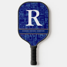 Blue Pickleball Paddle met de naam van de speler