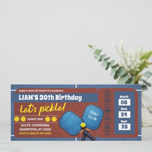 Blue Pickleball Tournament Verjaardagskaart voor v (Staand voorkant)