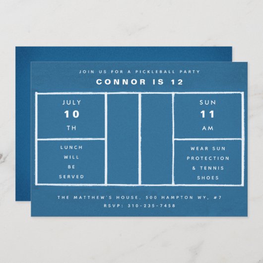 Blue Pickleball verjaardagsfeestje Kaart (Voorkant / Achterkant)