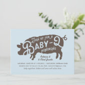  Blue Pig Baby-Q BBQ Baby shower Kaart (Staand voorkant)