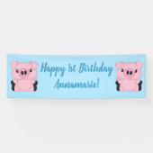 Blue Pig Birthday Party Spandoek (Horizontaal)