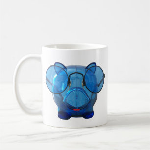Blue Piggy Bank met bril Koffiemok