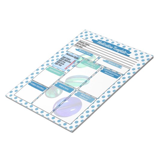 Blue Pill Verpleegkunde Student Medicatie Sjabloon Notitieblok (Schuin)