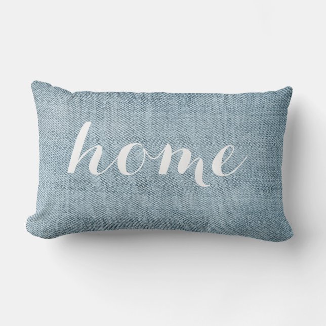Blue Pillow Home Aangepast Denim Foto Gedrukt weef Kussen (Voorkant)