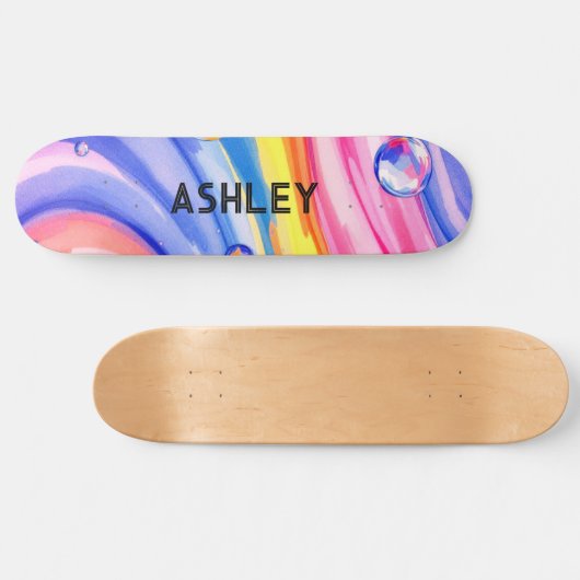 Blue Pin Surf Pattern Waterverf Skateboard (Horizontaal)