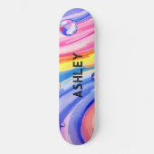 Blue Pin Surf Pattern Waterverf Skateboard (Voorkant)