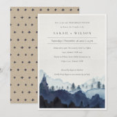Blue Pine Bossen Mountain Rehearsal Dinner Invite Bedankkaart (Voorkant / Achterkant)