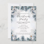 Blue Pine Christmas Party Invitation Kaart (Voorkant)