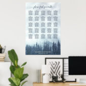 Blue Pine Forest 25 Table Wedding Seating Chart Poster (Thuiskantoor)