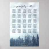Blue Pine Forest 25 Table Wedding Seating Chart Poster (Voorkant)