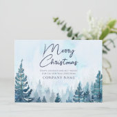 Blue Pine Forest Christmas Zakelijk Logo Feestdagenkaart (Staand voorkant)