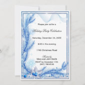 Blue Pine Holly kerstfeest uitnodiging (Voorkant)
