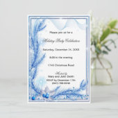 Blue Pine Holly kerstfeest uitnodiging (Staand voorkant)