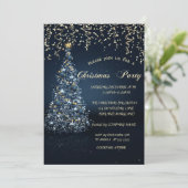 Blue Pine Tree Gold-kerstfeest Kaart (Staand voorkant)