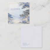 Blue Pine Tree Landscape Gold Frame Artistic Vierkante Visitekaartje (Voorkant / Achterkant)