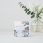 Blue Pine Tree Landscape Gold Frame Artistic Vierkante Visitekaartje (Staand voorkant)