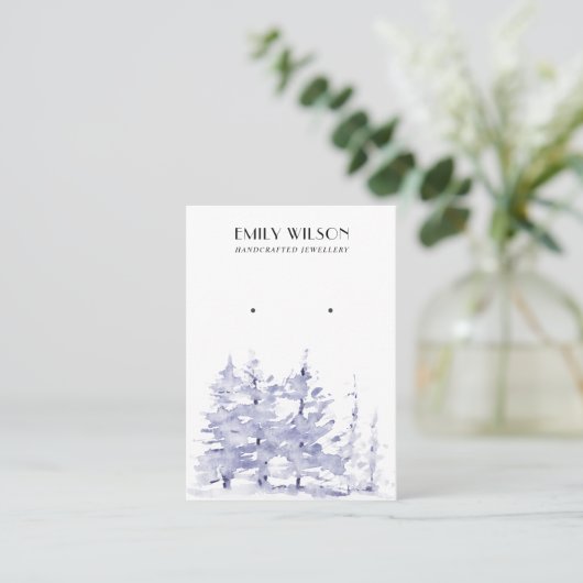 BLUE PINE TREE WINTER FOREST STUD EARRING DISPLAY VISITEKAARTJE (Staand voorkant)