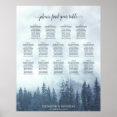 Blue Pine Trees 14 Table Wedding Seating Chart Poster (Voorkant)