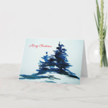 Blue Pine Trees kerstKaart
