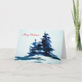 Blue Pine Trees kerstKaart Kaart