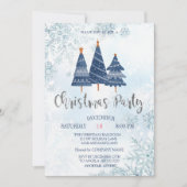 Blue Pine Trees Snowflakes kerstmis Company Party Kaart (Voorkant)