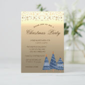 Blue Pine Trees, Stippen Corporate Kerstparty Kaart (Staand voorkant)