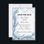 Blue Pine Winter Christmas Save The Date Kaart<br><div class="desc">Deze mooie opslagkaart is een stijlvolle manier om je grote dag aan te kondigen. Pas de kaart aan door de tekst in de opgegeven velden te wijzigen. U kunt lettertypestijl,  grootte en kleur wijzigen.</div>