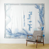 Blue Pine Winter Christmas Wedding Foto Achtergron Wandkleed (In Situ (horizontaal))