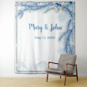 Blue Pine Winter Christmas Wedding Foto Achtergron Wandkleed (In situ)