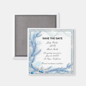 Blue Pine Winter Kerstbruiloft bewaart de datum Magneet (Voorkant / Achterkant)