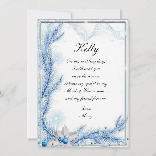 Blue Pine Winter Kerstbruiloft , gemaakt van eerbe Kaart (Voorkant)