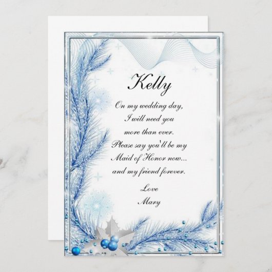 Blue Pine Winter Kerstbruiloft , gemaakt van eerbe Kaart (Voorkant / Achterkant)