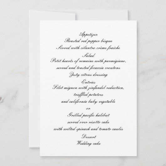 Blue Pine Winter Kerstbruiloft Menu Kaart (Achterkant)