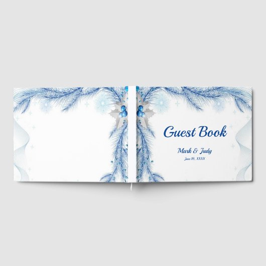 Blue Pine Winter Kerstmis Bruiloft Gastenboek (Volledig)