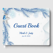 Blue Pine Winter Kerstmis Bruiloft Gastenboek (Voorkant)