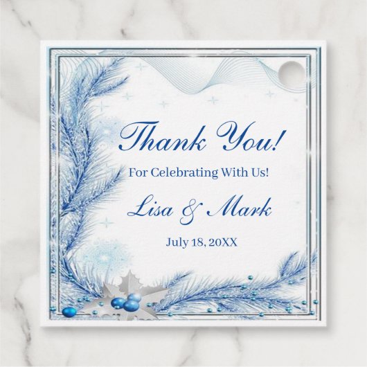 Blue Pine Winter Kerstmis bruiloft gunst Labels (Achterkant)