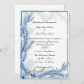 Blue Pine Winter Kerstmis bruiloft uitnodiging (Voorkant / Achterkant)