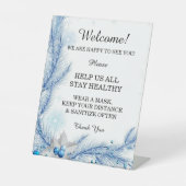 Blue Pine Winter Kerstmis Bruiloft Veiligheid Reclamebord Met Voetstuk (Voorkant)