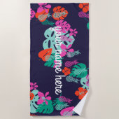 Blue Pineapple Personalized Beach Towel Strandlaken (Voorkant)