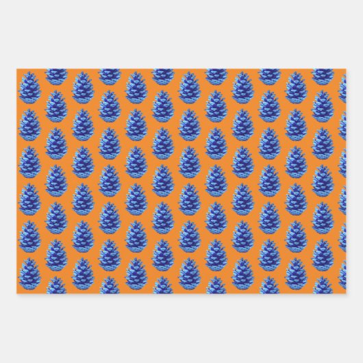 Blue Pinecone Artsy Wrapping Craft Paper (Voorkant 3)