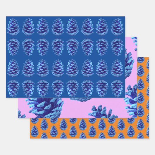 Blue Pinecone Artsy Wrapping Craft Paper (Set)