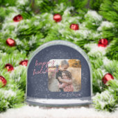 Blue Pink 1-Photo Happy Holidays Script Sneeuwbol (Kerstmis)