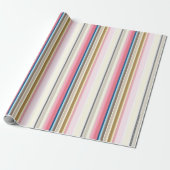 Blue, pink, almond and coffee stripes cadeaupapier (Uitgerold)