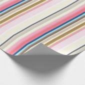 Blue, pink, almond and coffee stripes cadeaupapier (Hoek)