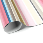Blue, pink, almond and coffee stripes cadeaupapier (Rol Hoek)