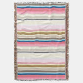 Blue, pink, almond and coffee stripes deken (Voorkant Verticaal)