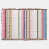 Blue, pink, almond and coffee stripes deken (Voorkant)