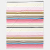 Blue, pink, almond and coffee stripes fleece deken (Voorkant)