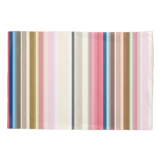 Blue, pink, almond and coffee stripes kussensloop (Achterkant)